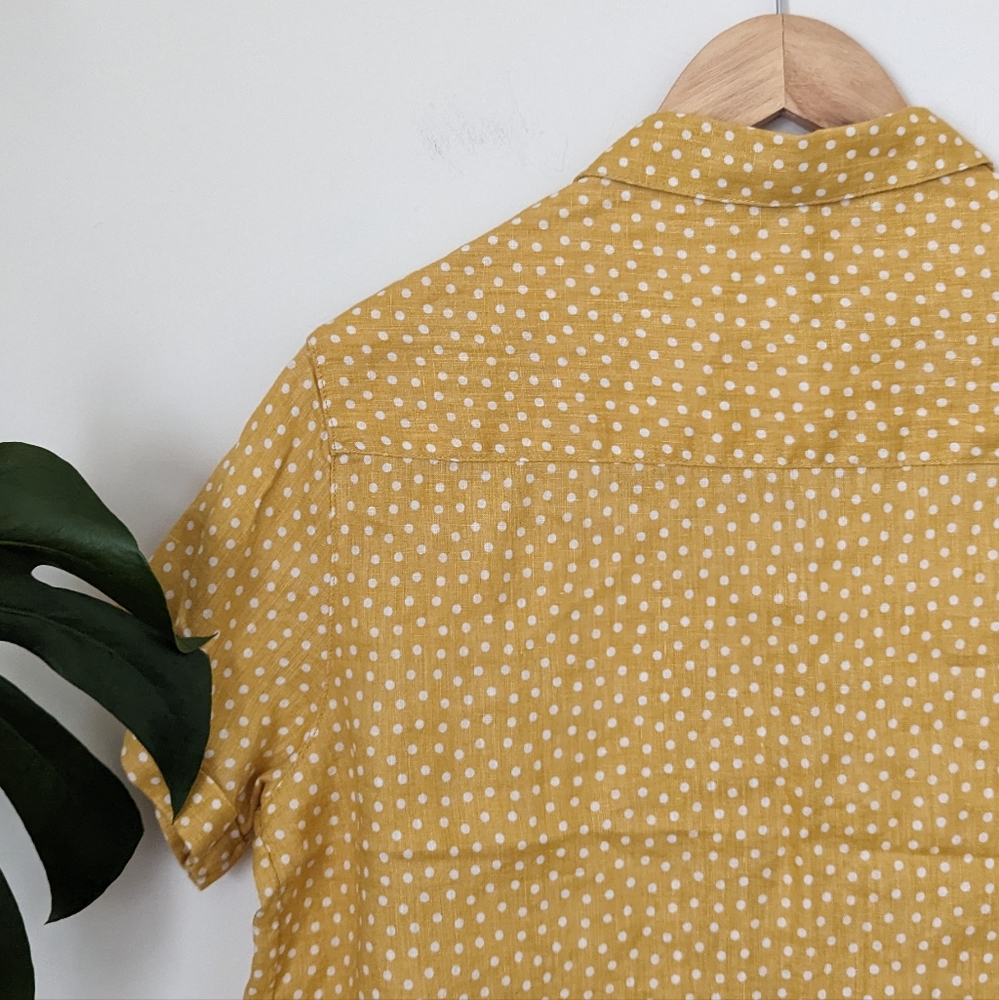 Rachel Zoe | Linen | Yellow + White Polka Dot Button Top - Picture 7 of 9